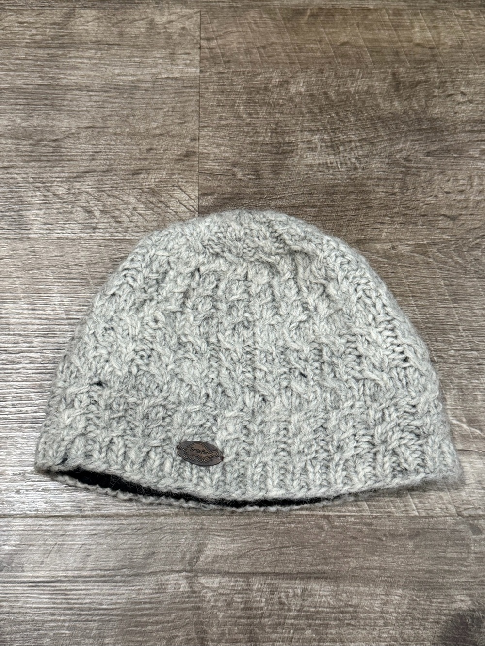 Turtle Fur Mika Nepal Braided Cable Knit Beanie Hat Gray ONE SIZE
